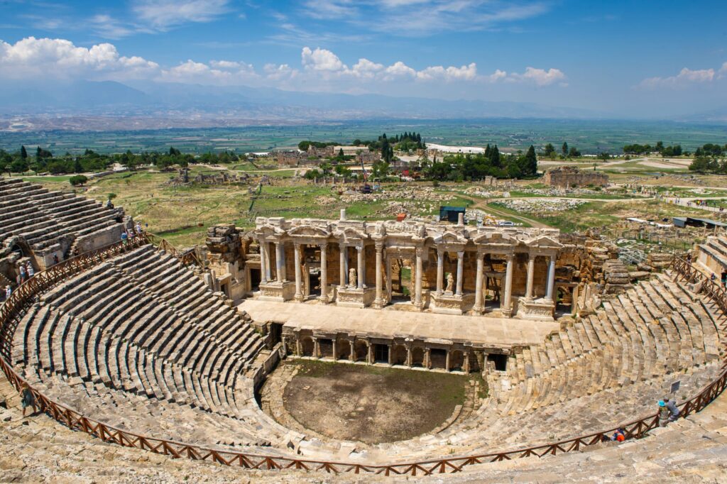 Ancient amphitheater and historic early Christian regions in western Turkey